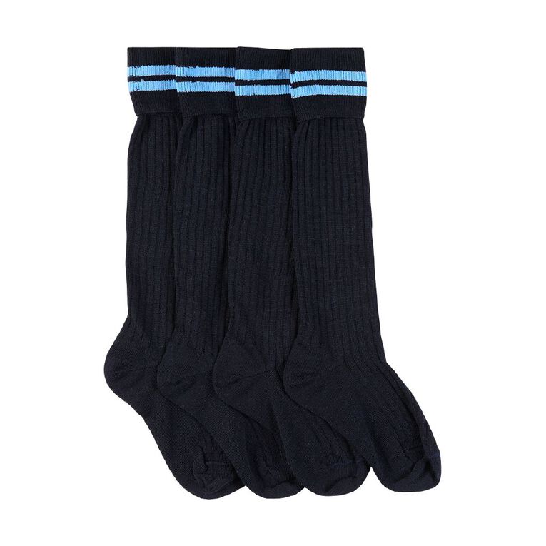 Schooltex Striped School Socks 2 Pack, Navy, hi-res
