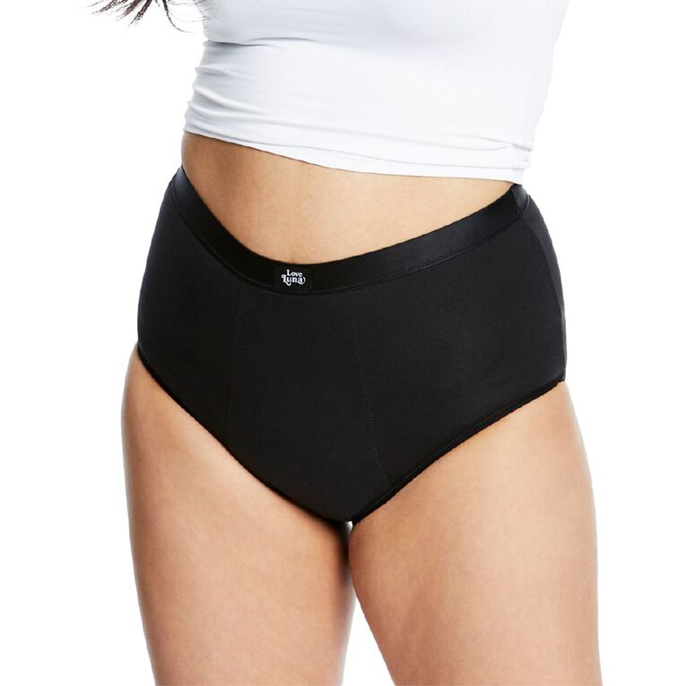 Love Luna Women's Super Period Full Briefs, Black, hi-res