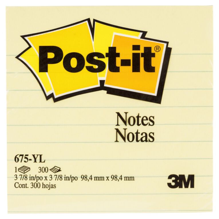 Post-It Notes 675-Yl 98.4mm x 98.4mm Yellow Mid, , hi-res