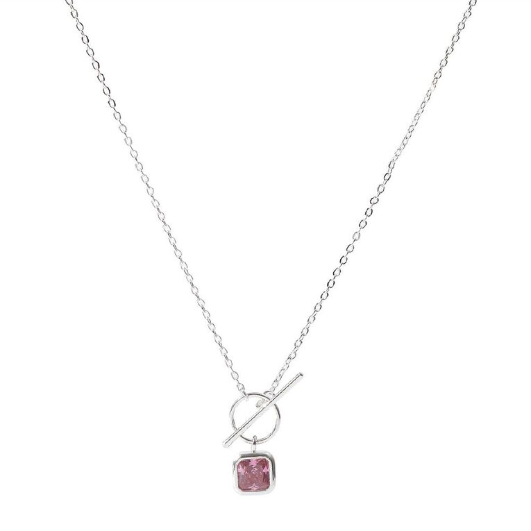 Silver Plated Tbar Necklace, , hi-res