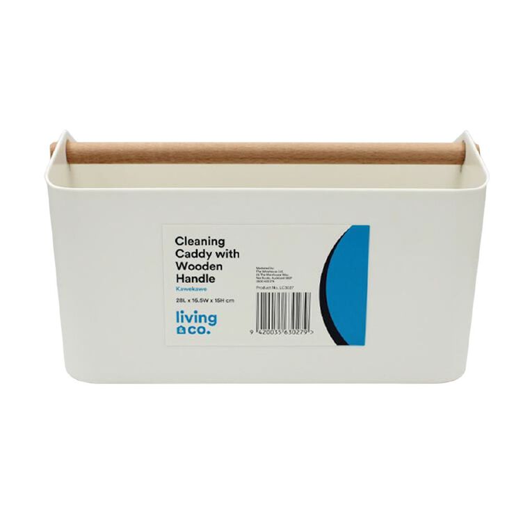 Living & Co Cleaning Caddy with Bamboo Handle White, , hi-res