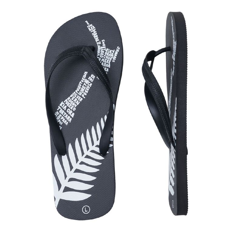 H&H Men's Printed Jandals, Black, hi-res