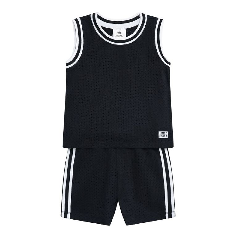 Young Original Toddler 2 Piece Eyelet Tank and Shorts Set, Black, hi-res