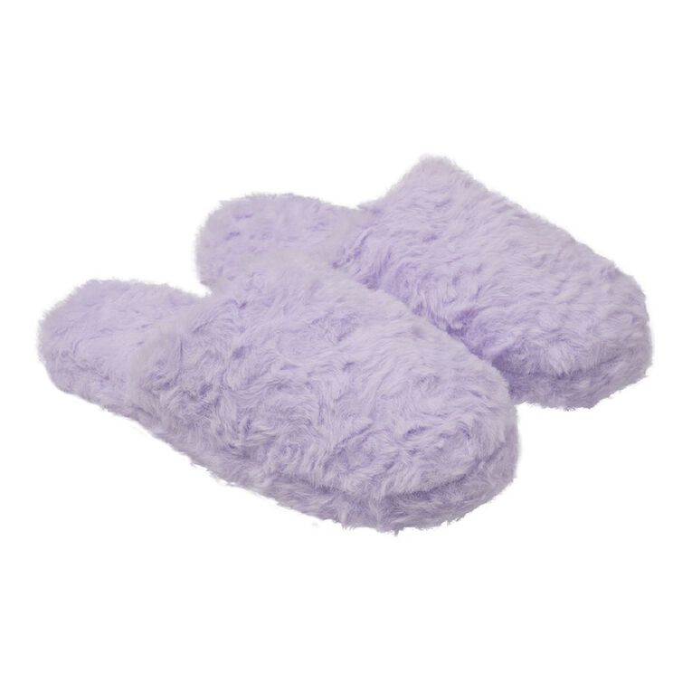 H&H Women's Fluffy Scuff Slippers Purple Light The Warehouse - Main Image