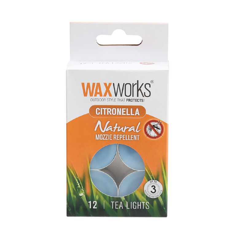 Waxworks Citronella Tealights 12 Pack Assorted, , hi-res