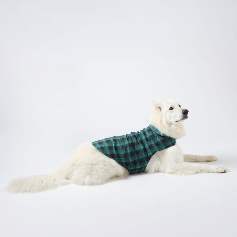 Petzone Fleece Pet Jacket Check Green 2XL, , hi-res
