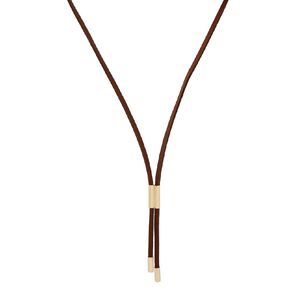 H&H Suede Cord Layered Choker Necklace Brown