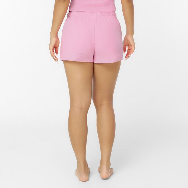 H&H Women's Rib Pyjama Shorts, Pink Mid, hi-res