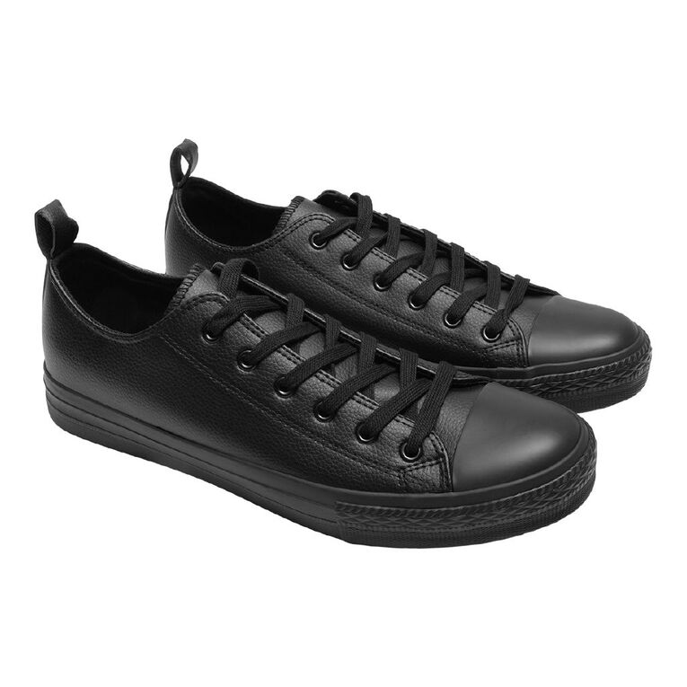 H&H Men's James PU Low Top Sneakers, Black, hi-res