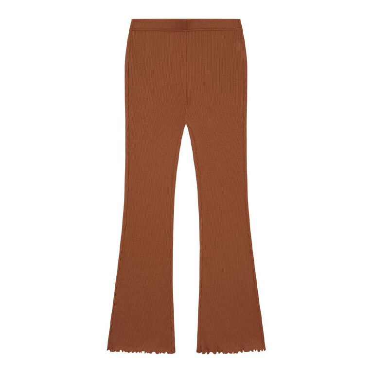 Young Original Rib Flare Leggings, Brown Light, hi-res