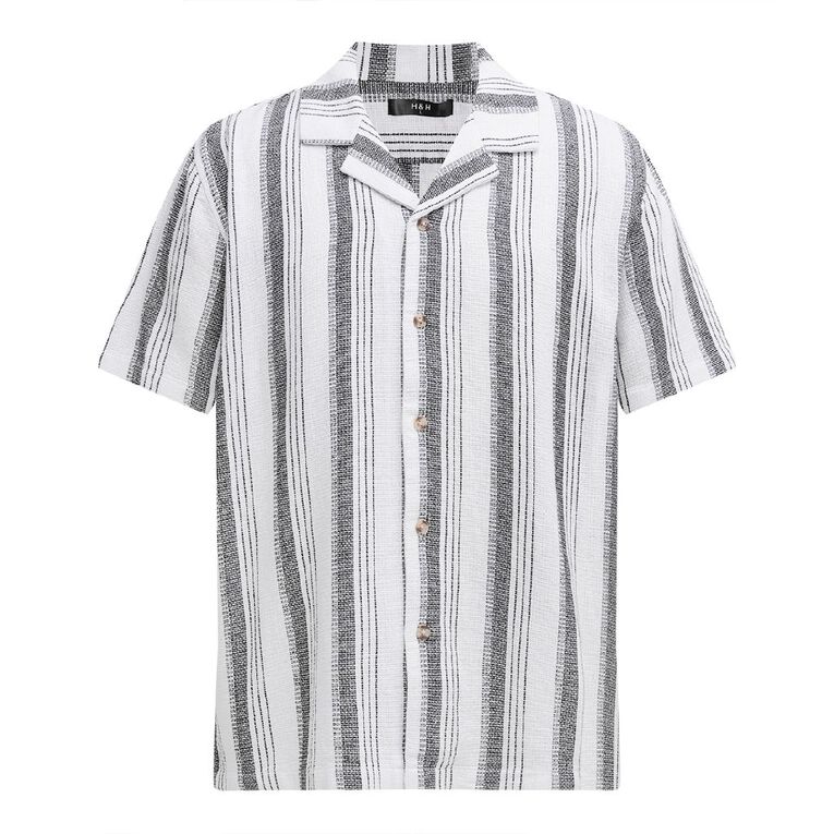 H&H Men's Textured Shirt, Black/White, hi-res