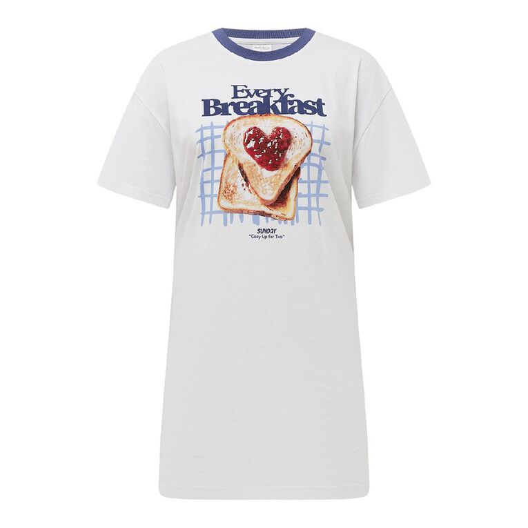 H&H Women's Boxy T-Shirt Nightie, White, hi-res