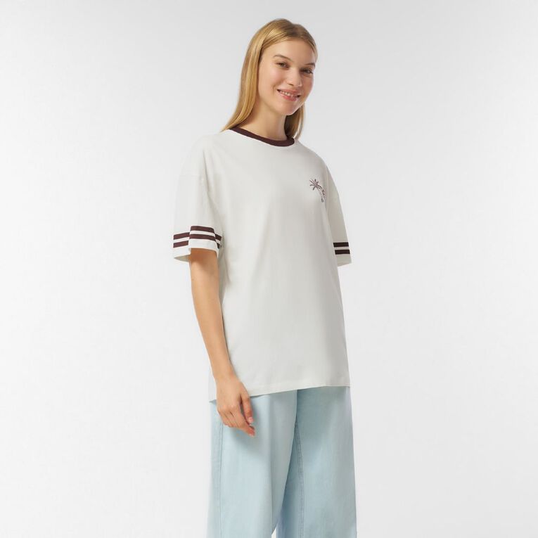 H&H Women's Short Sleeve Boyfriend Graphic Tee, Cream MERMAID, hi-res