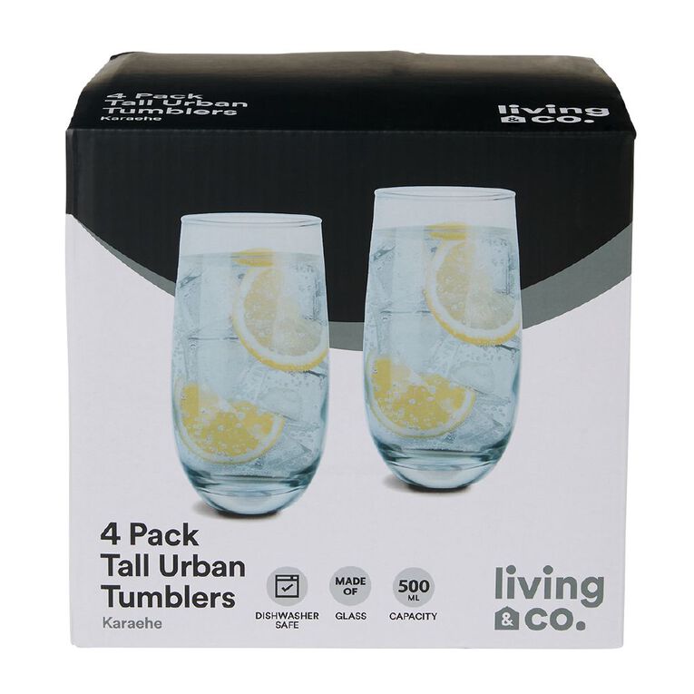 Living & Co Urban Tumbler Tall 500ml Clear 4 Pack, , hi-res