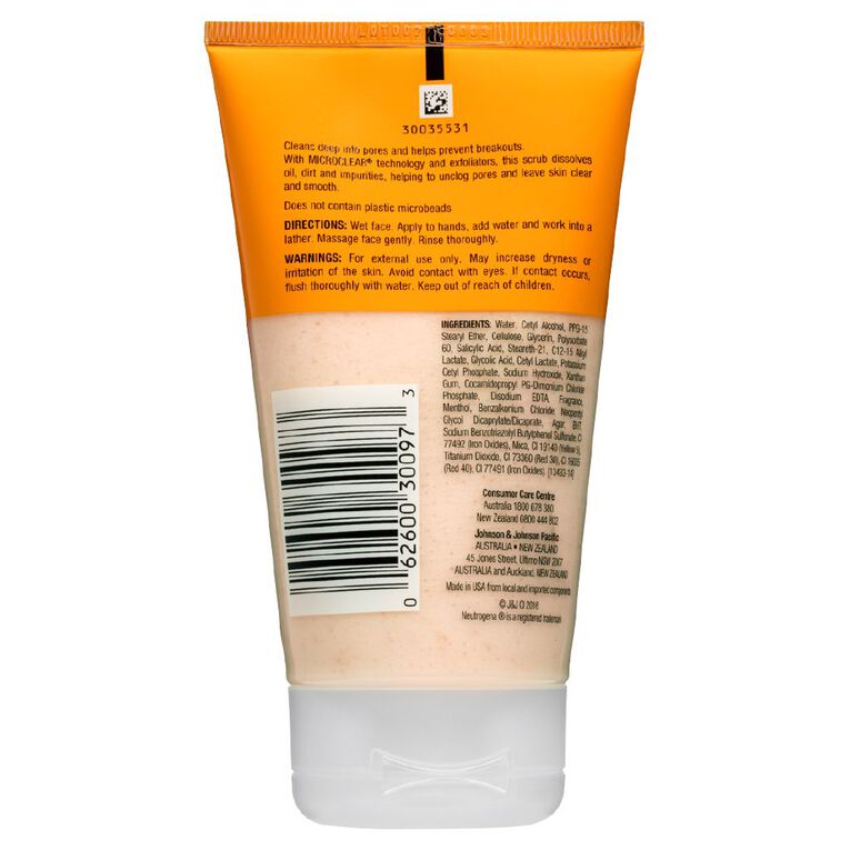 Neutrogena Oil-free Acne Wash Scrub 125ml, , hi-res