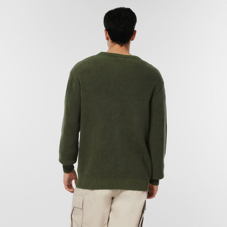 Garage Men's Graphic Print Crew Knitwear, Green Dark, hi-res