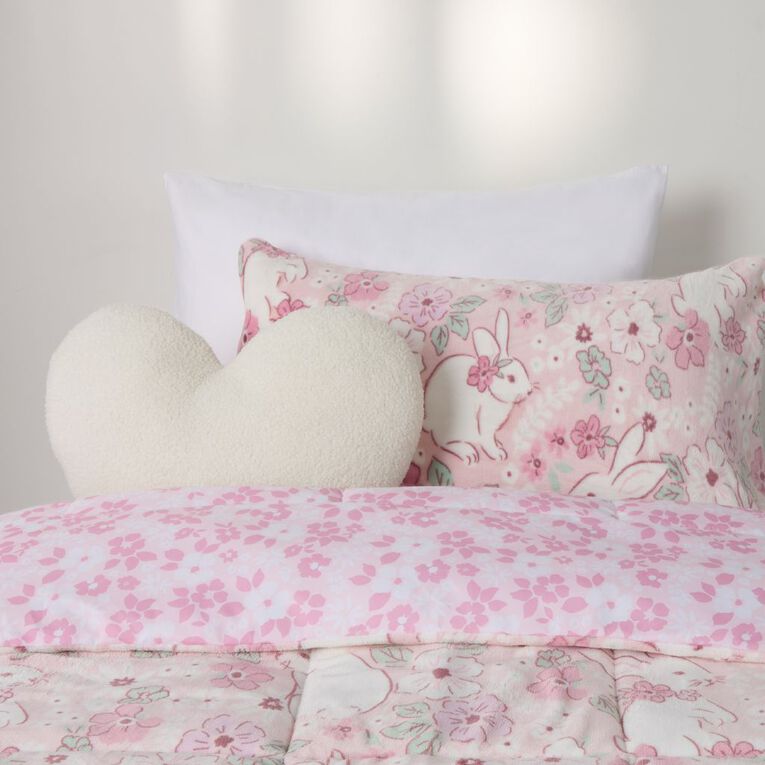 Living & Co Kids Bunny Comforter Set Pink King Single, , hi-res