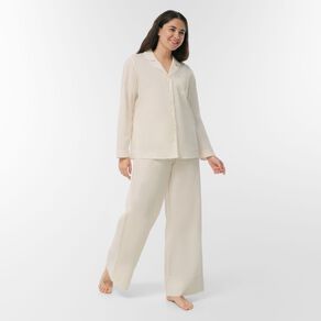 H&H Women's Woven Button Up Pyjama Set