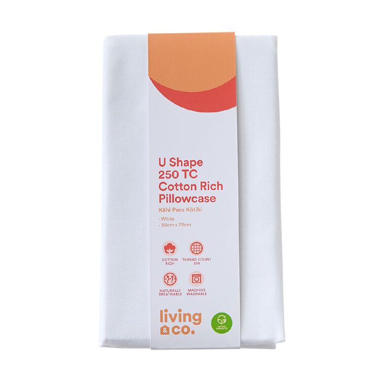 Living & Co Pillowcase U-Shape 250TC White, , hi-res