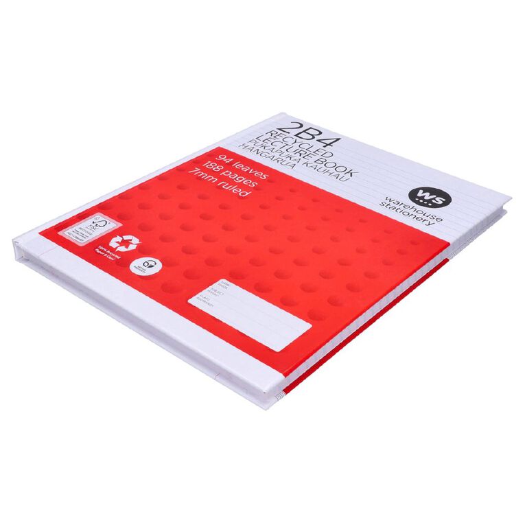 WS Lecture Book 2B4 7mm Ruled Hardcover 94 Leaf Red, , hi-res