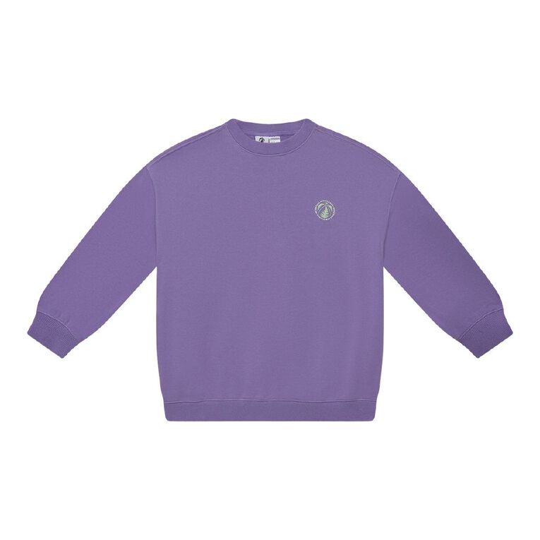 Basketball NZ Crew Sweatshirt, Purple Mid, hi-res
