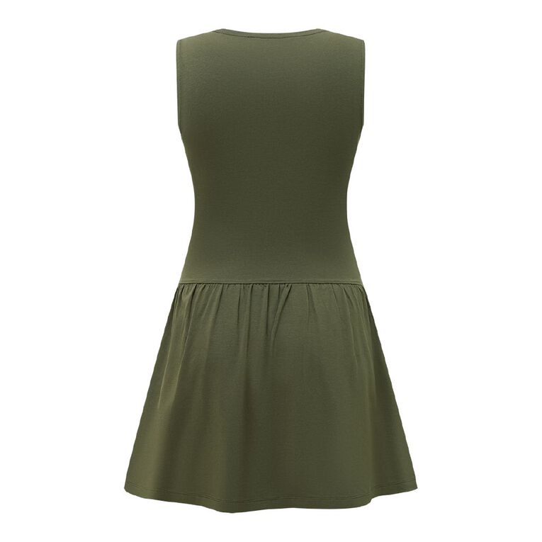 H&H Women's Boatneck Ruffle Hem Teried Mini, Green Dark, hi-res