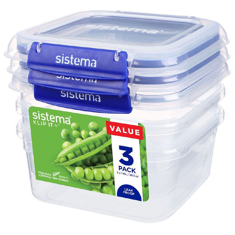 Sistema Klip It Plus Square 3 Pack Assorted 1.15L, , hi-res
