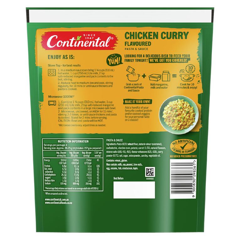 Continental Pasta and Sauce Chicken Curry 145g, , hi-res