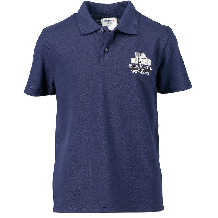 Schooltex Paroa Greymouth Short Sleeve Polo with Embroidery, Navy, hi-res
