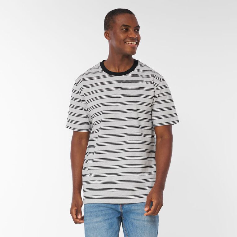H&H Men's Regular Fit YD Stripe Tee, Grey/White, hi-res