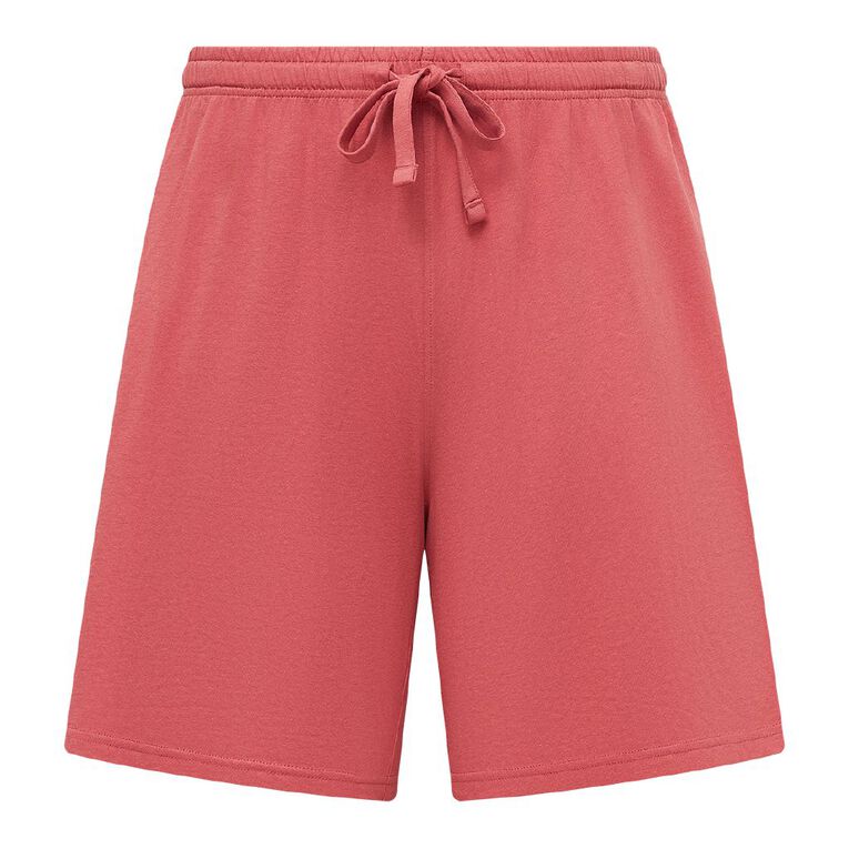 H&H Men's Knit Pyjama Shorts 2 Pack, Red Mid, hi-res