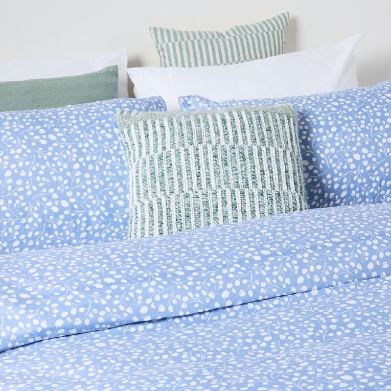 Living & Co Microfibre Duvet Cover Set Eden Blue Double, , hi-res