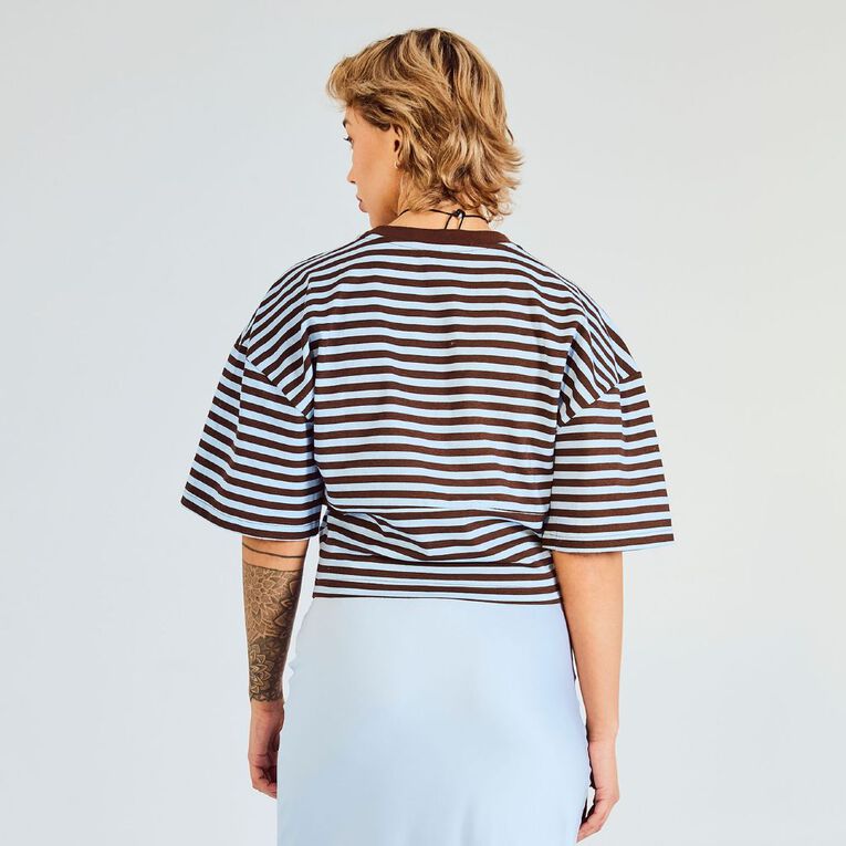 BRDRLESS Sloane Crop Short Sleeve Tee, White/Black, hi-res