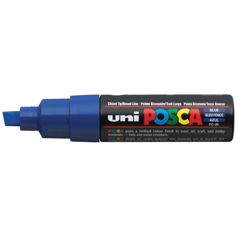 Uni Posca Marker 8.0mm Chisel Blue, , hi-res
