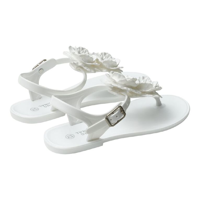 Young Original Senior Kids' Flower Jelly Sandals, White, hi-res