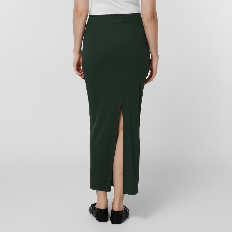 H&H Women's Rib Knit Maxi Skirt, Green Dark, hi-res
