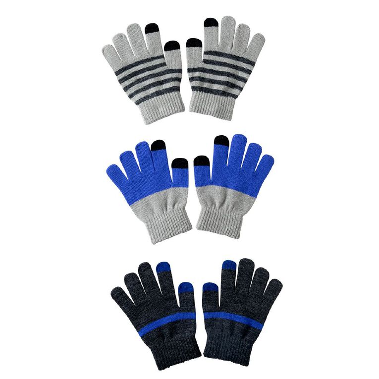 Young Original Kids' 3 Pack Gloves, Blue Mid, hi-res
