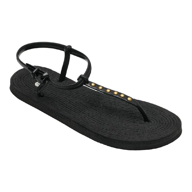 H&H Women's Giselle T-Bar Jandals, Black, hi-res