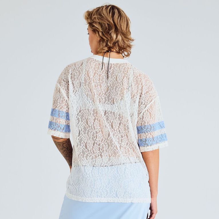 BRDRLESS Aria Lace Short Sleeve Sport Tee, White, hi-res