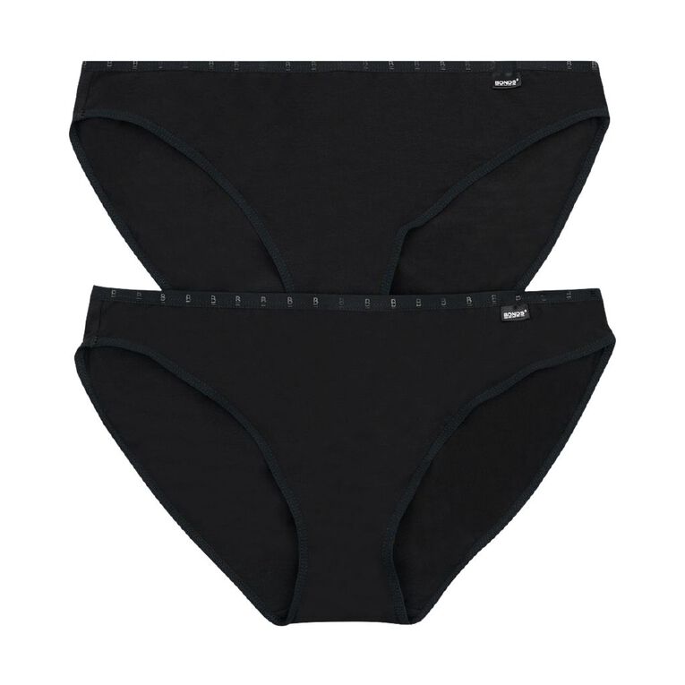 B FOR BONDS Women's Bikini Briefs 2 Pack, Black, hi-res