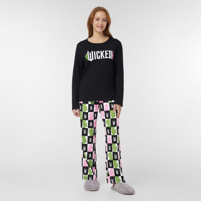 Universal Women's Knit Pyjamas Set, Black, hi-res