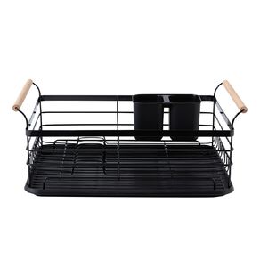 Living & Co Dish Rack With Wooden Handles Black