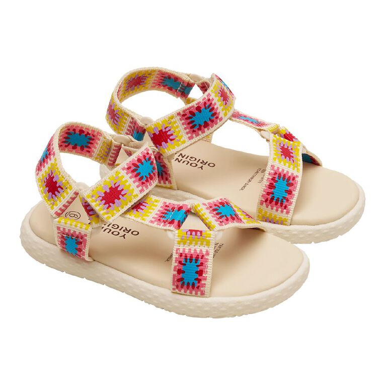 Young Original Junior Kids' Patchwork Sandals, Cream, hi-res
