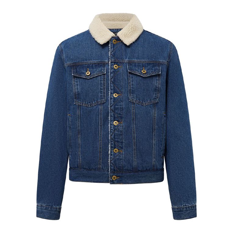 H&H Men's Denim Sherpa Lined Jacket Denim Mid The Warehouse