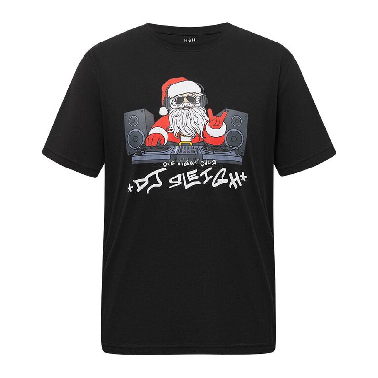 H&H Men's Christmas Graphic Tee, Black, hi-res