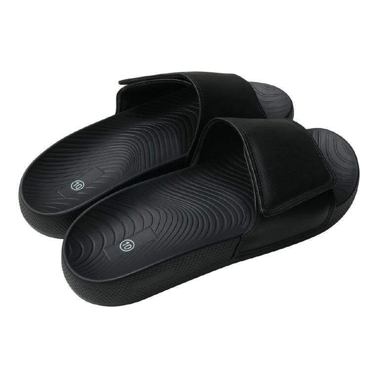 H&H Men's Ricky Adjustable Slides, Black, hi-res