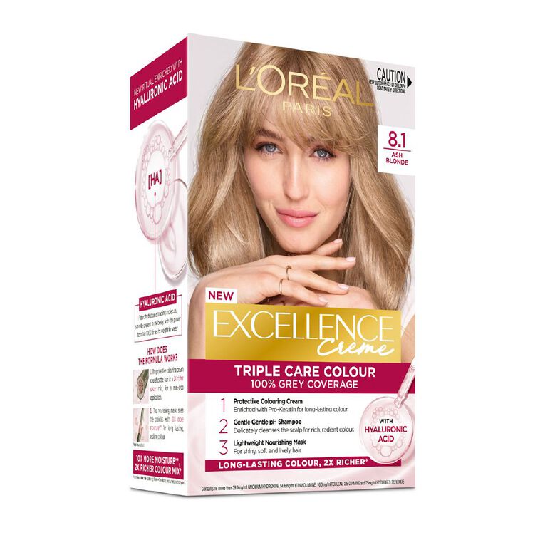L'Oreal Paris Excellence Creme Hair Colour Ash Blonde 8.1, , hi-res