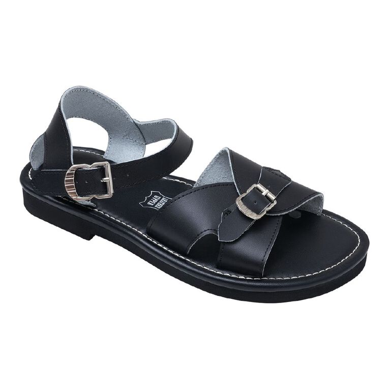 Young Original Senior Kids' Lennox Leather School Sandals, Black, hi-res