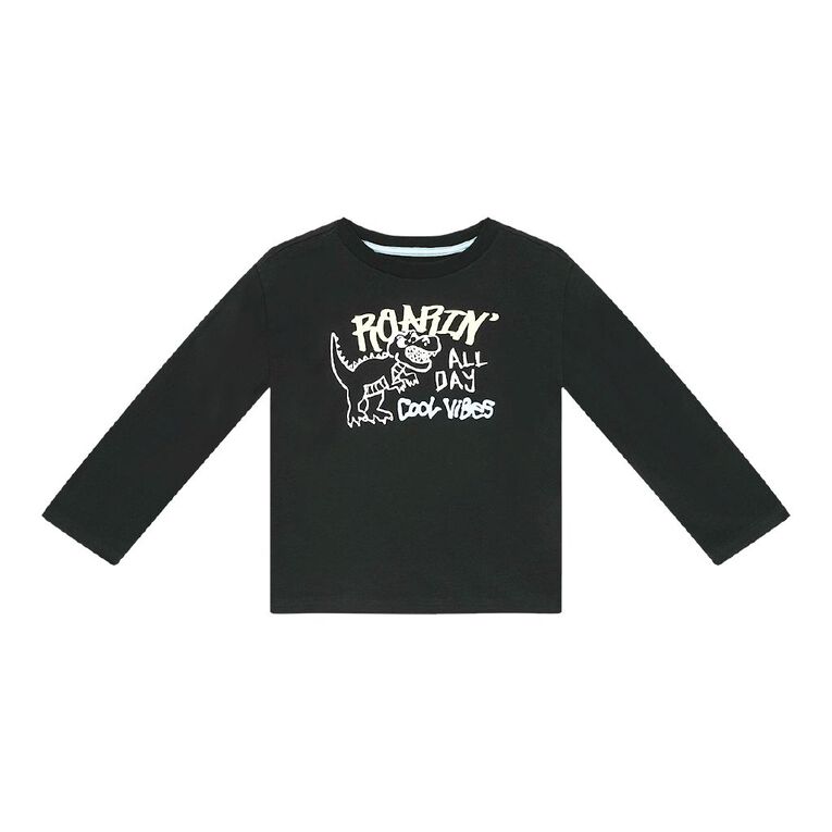 Young Original Long Sleeve Printed Tee, Black, hi-res