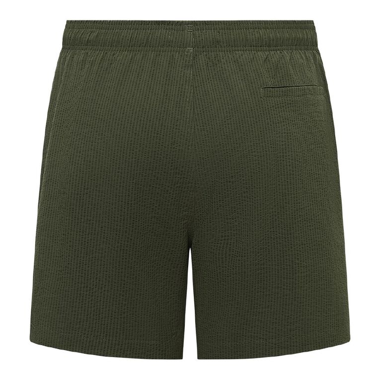 H&H Men's Seersucker 7 Inch Boardshorts, Green Dark, hi-res